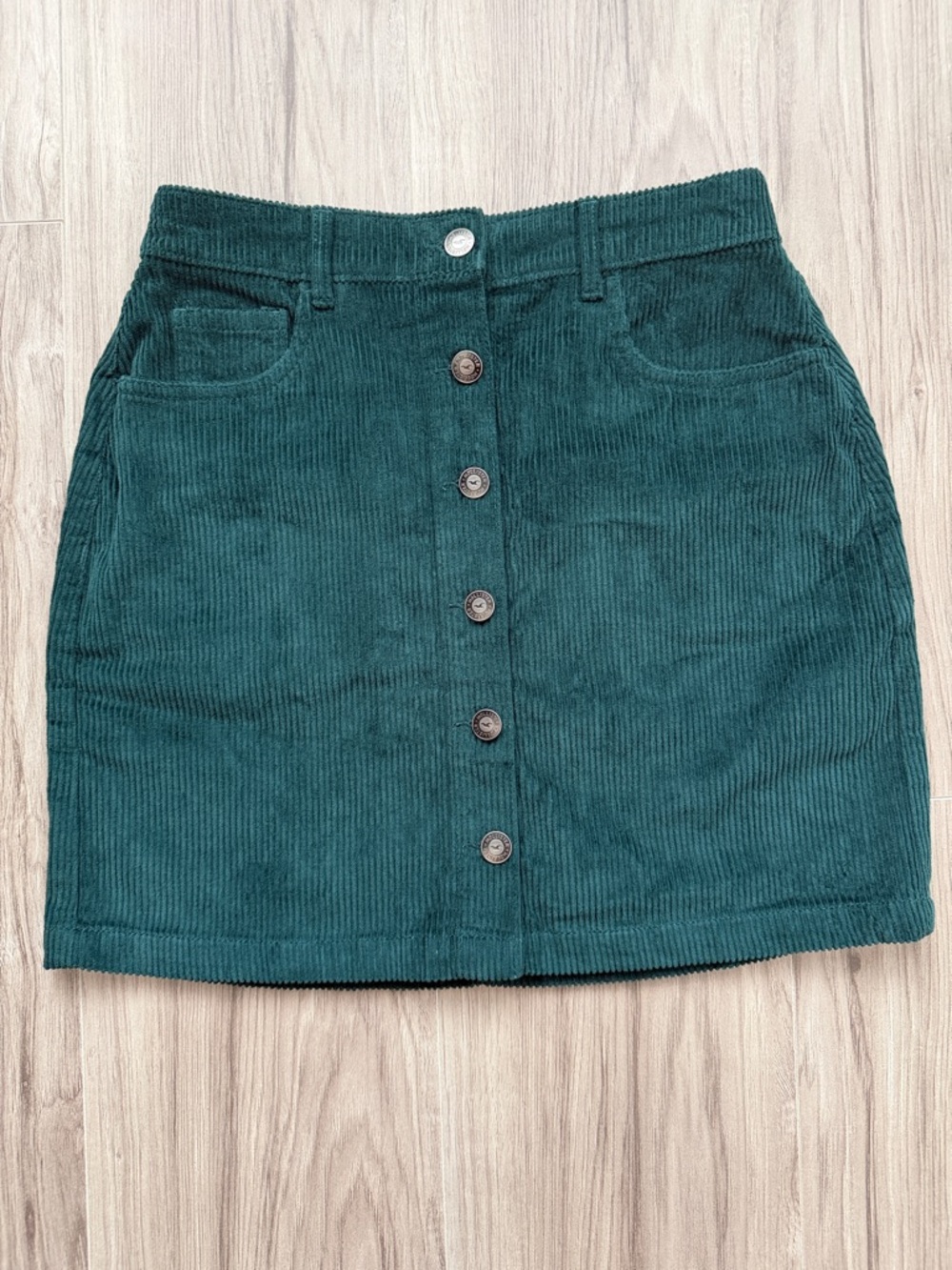 Hollister Teal Corduroy Button-Front Mini Skirt
